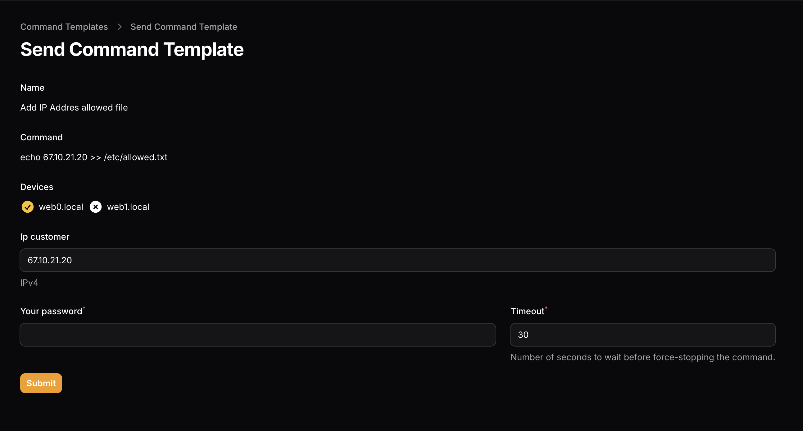 Create Command Template